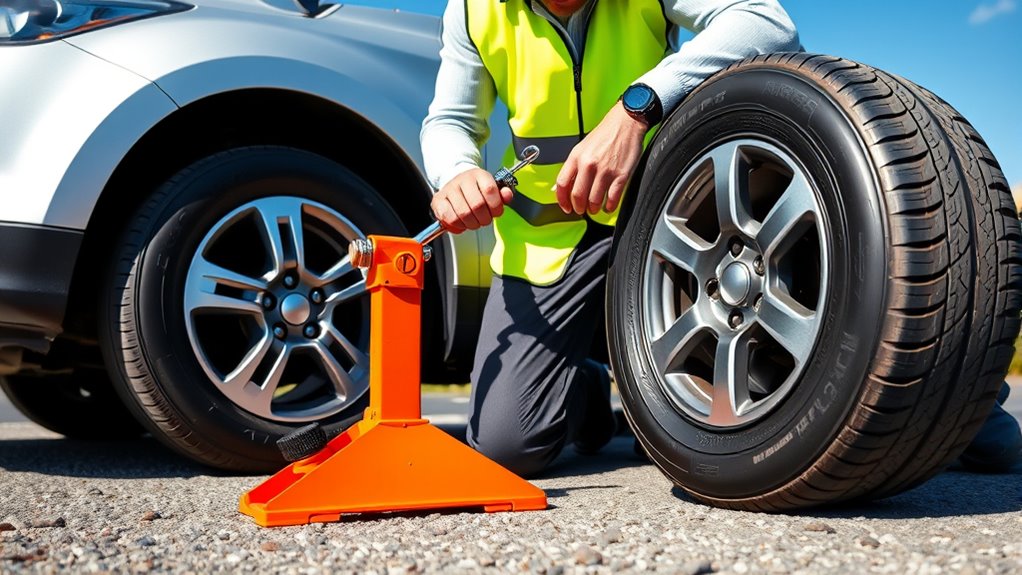 change flat tire safely