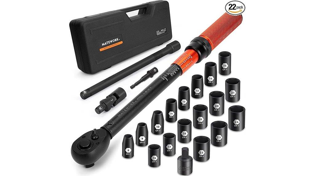 22 piece 1 2 inch torque wrench