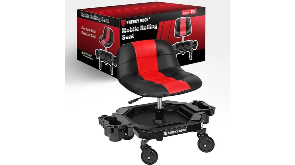 adjustable wheeled work stool