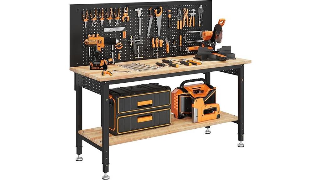 adjustable work bench with storage