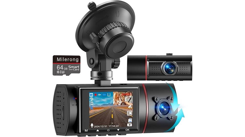 dual dash cam with 64gb storage