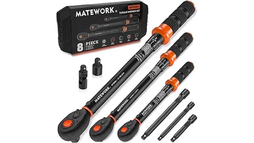 eight piece adjustable torque wrench