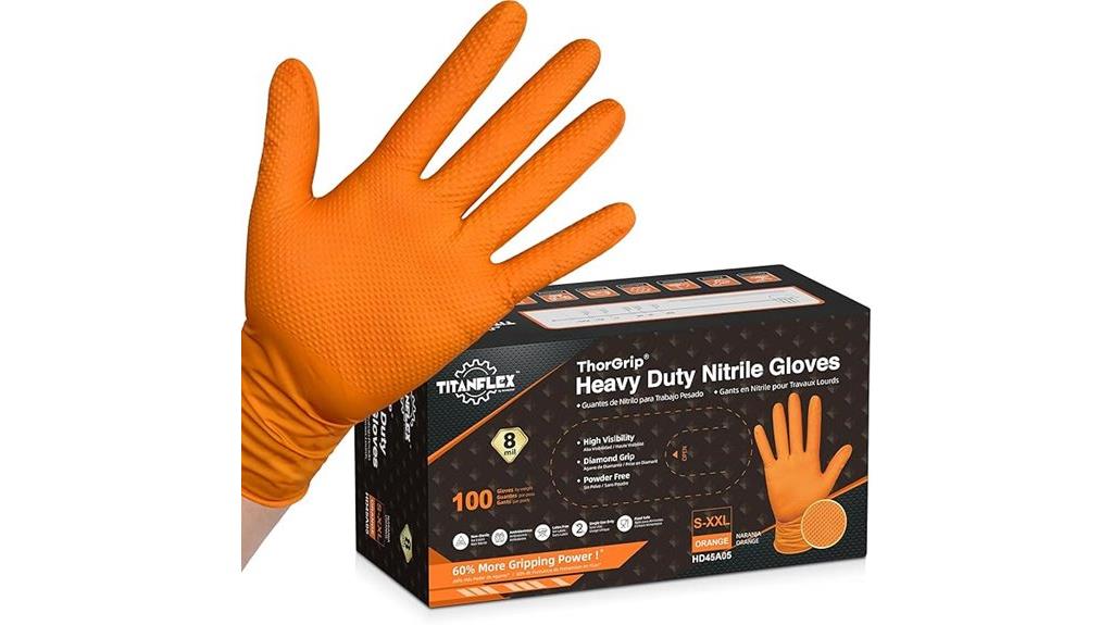 heavy duty orange nitrile gloves