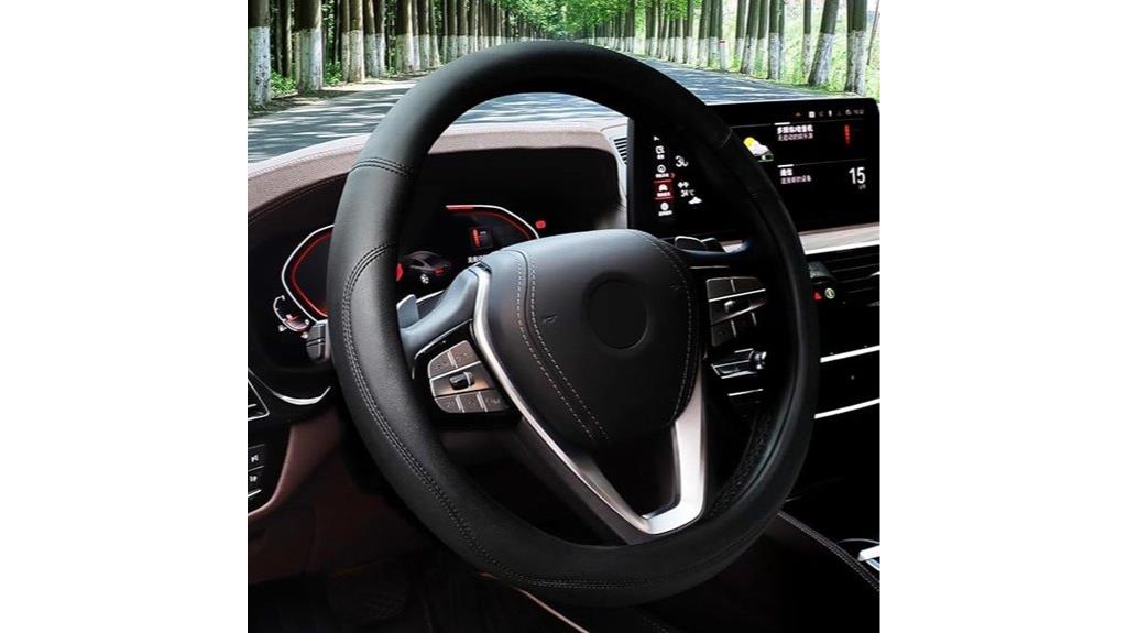 leather anti slip steering cover