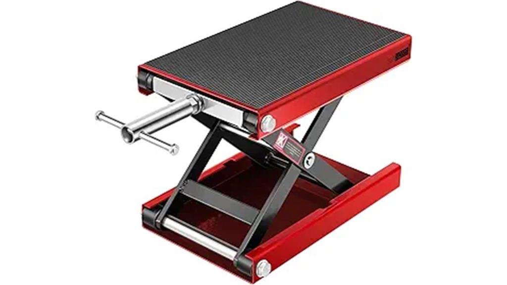 motorcycle lift with wide deck