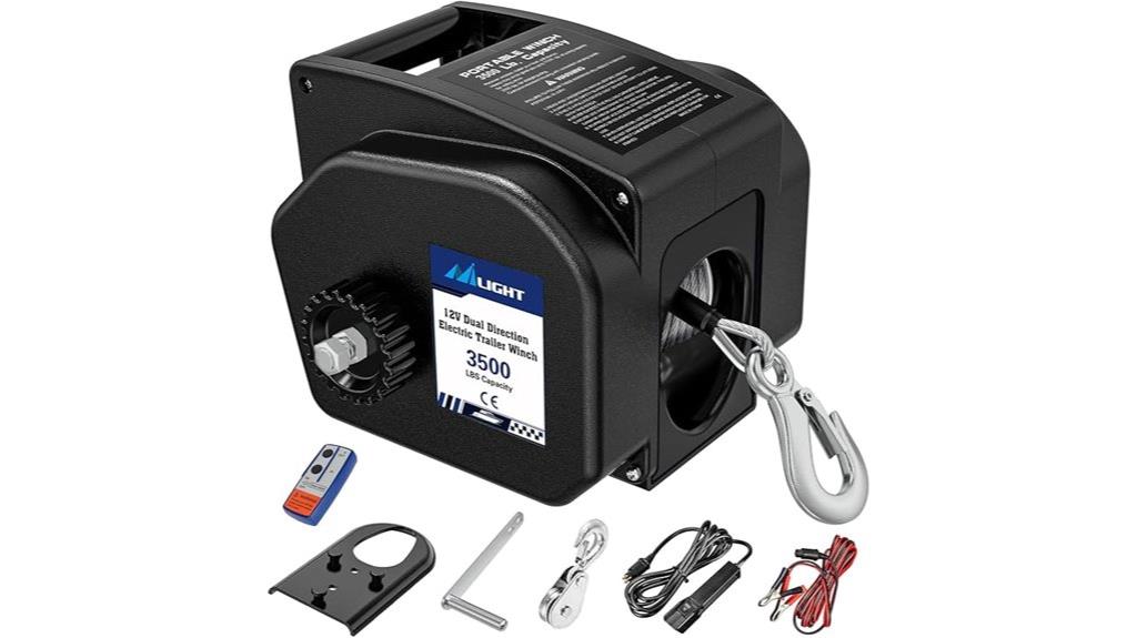 portable 3500 lb marine winch