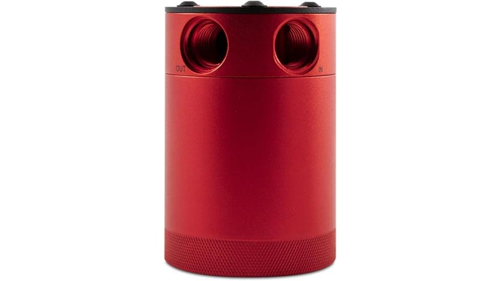 red compact baffled catch can