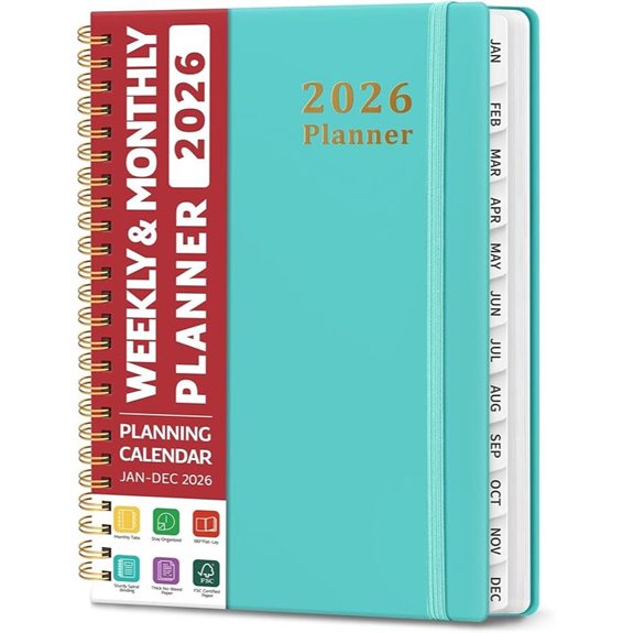2026 Weekly & Monthly Planner with Tabs Hardcover