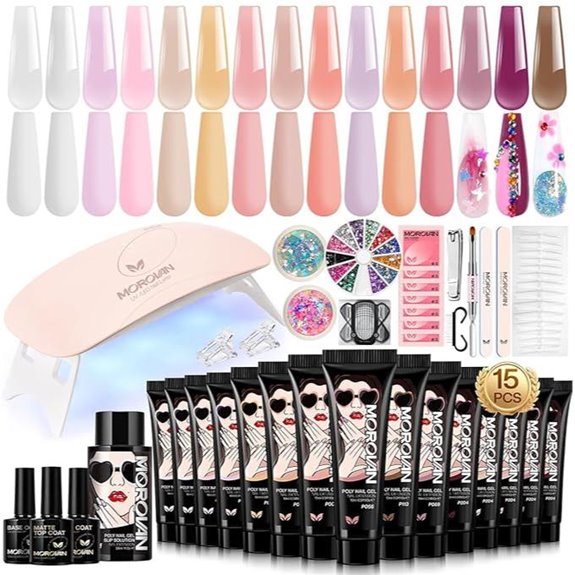 Poly Gel Nail Kit for Beginners with 15 Colors