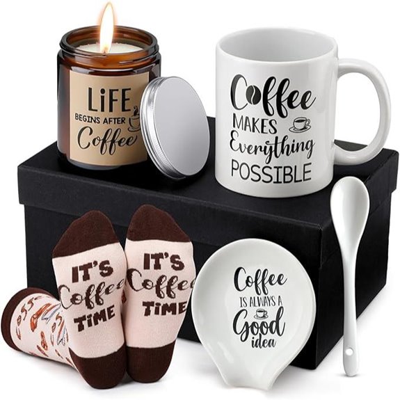Vabean Coffee Lover Gift Set (Mug Socks Candle)