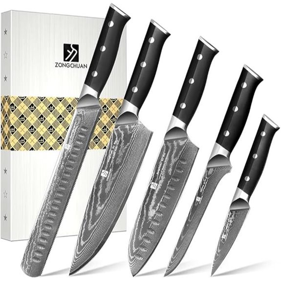 Damascus 5-Piece Chef Knife Set with Handles