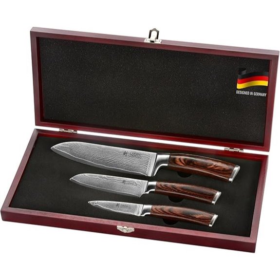 Damascus Kitchen Knife Set with Pakkawood Handles