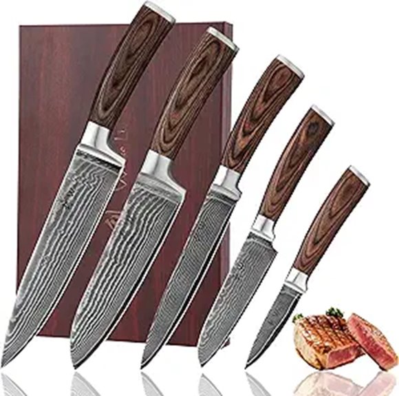 Wakoli Damascus 5-Piece Chef Knife Set
