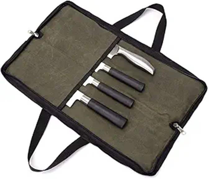 Heavy Duty Canvas Knife Roll with Handle
