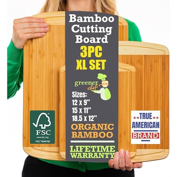 Greener Chef Bamboo Cutting Boards Set of 3