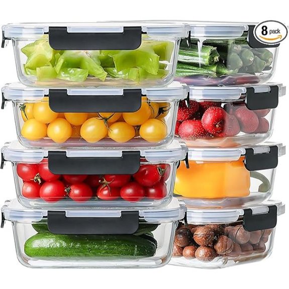 8 Pack 36oz Glass Meal Prep Containers with Lids