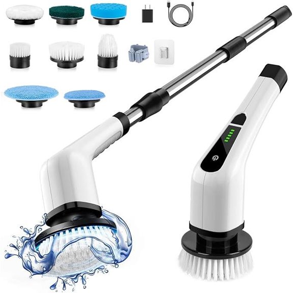 Electric Spin Scrubber with 8 Brush Heads and 2 Speeds