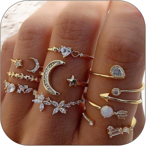 Gold Stackable Rings for Women and Girls