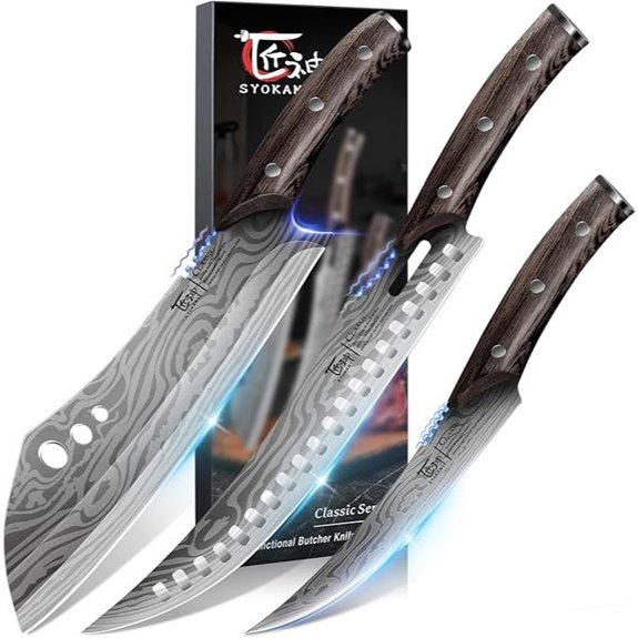 Butcher Knife Set 3 Pcs High Carbon Steel