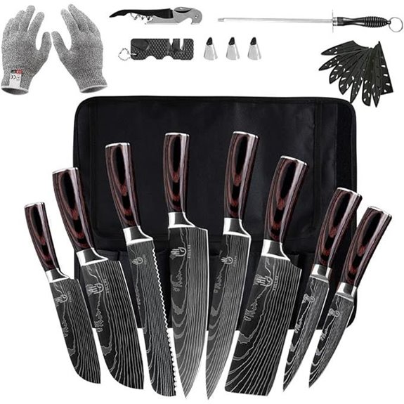 FULLHI 14pc Japanese & German Stainless Steel Knife Set