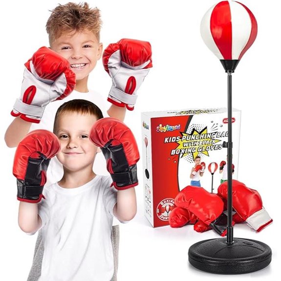 Kids Boxing Bag Set with Gloves and Adjustable Stand