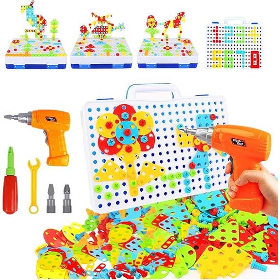 HAPTIME Kids Design & Drill Toy 193 Pcs STEM Set