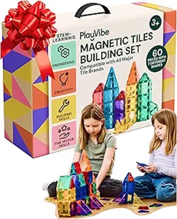 PLAYVIBE Magnetic Tiles Set - STEM Educational Building Blocks
