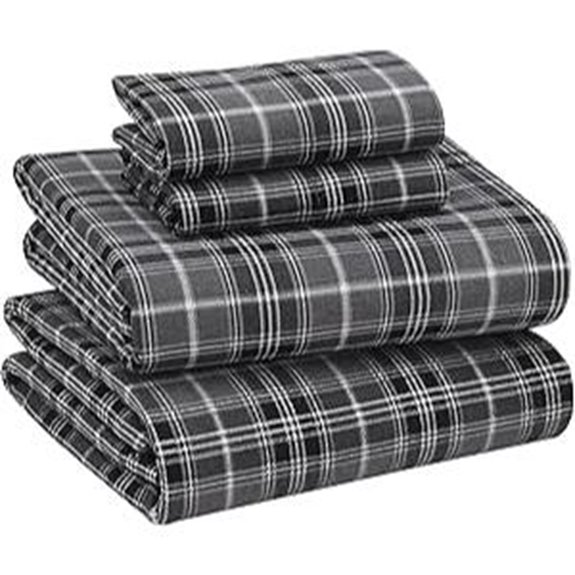 RUVANTI Queen Flannel Sheets Set 100% Cotton Grey