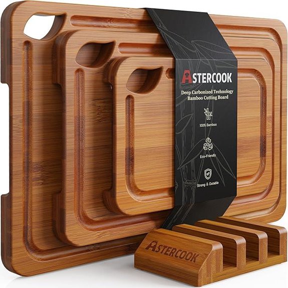 Astercook Reversible Bamboo Cutting Boards with Stand