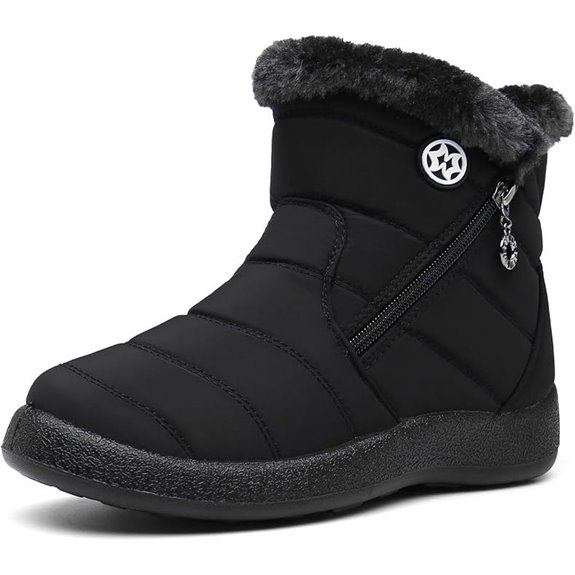 Hsyooes Women's Warm Fur-Lined Waterproof Snow Boots