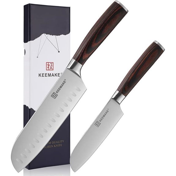KEEMAKE 2pc Santoku Knife Set with Pakkawood Handles