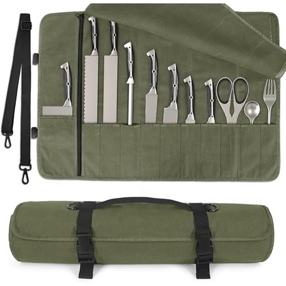 Chef Knife Roll Bag with 11 Slots & Waterproof Canvas