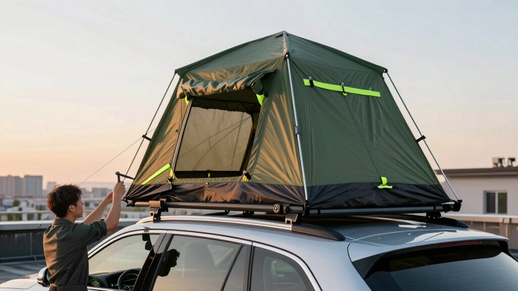 balanced rooftop tent load