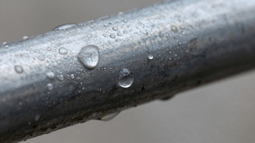 moisture condenses in lines