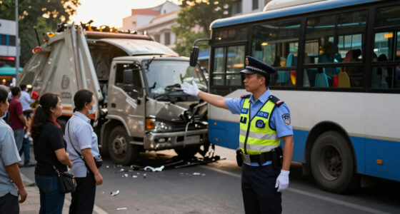 Hanoi Police Inform About The Case Of A Garbage Truck Colliding With A Bus, One Person Broke His Leg - Laodong.vn